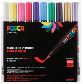 Marqueur Peinture Posca PC 8K - Pointe biseautée de 8 mm - Noir (Feutre à  dessin)