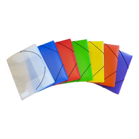 Alpha 3 flaps folder with elastic - clear coloured PP - A4