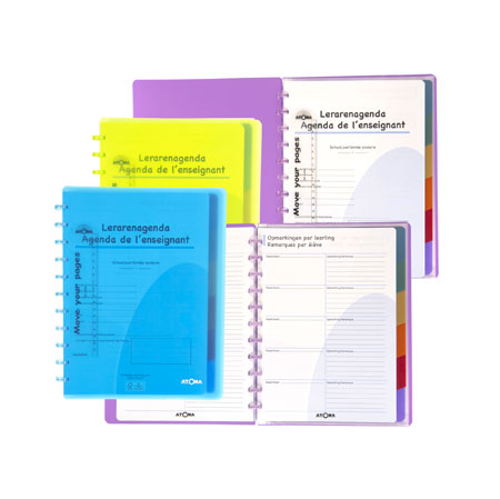 Atoma Leraren/student agenda - transparante PP omslag - FR/NL - 176 bladzijden - A5+ - met tabs & 5 tassen