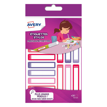 Avery Étiquette nominative pour fournitures scolaires - 45x13mm - 30 pièces