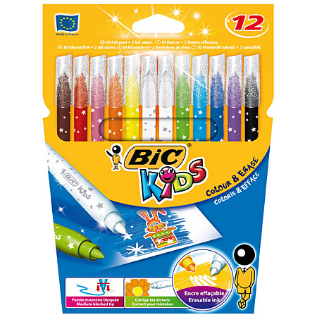 Bic Kids Colour & Erase - étui en carton - assortiment de 12