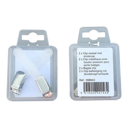 Bronyl Pack of 2 metal clips with snap fastener