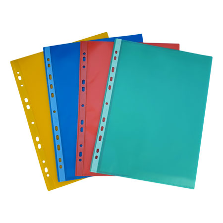 Bronyl Pack of 20 clear pocket - associated colours - universal perforation - PP - A4