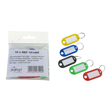 Bronyl Sleutelhanger met label - 2 x 5 geassorteerd kleuren