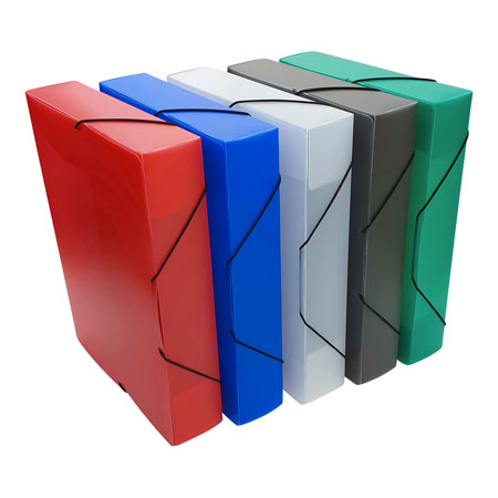 Bronyl Ranking box - clear coloured PP - rubber band fastening - A4 - 60mm spine