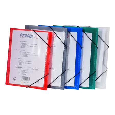 Bronyl Panorama - customizable 3 flaps folder with elastic - clear coloured PP - A5