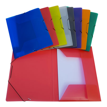 Bronyl 3 flaps folder with elastic - clear coloured PP - A4