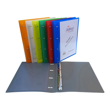 Bronyl Click Panorama - customizable ring binder (4 rings) - clear coloured PP - A4 - 20mm spine