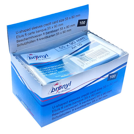 Bronyl Display box of 100 pouch in PVC for bank card (5,5x9cm)