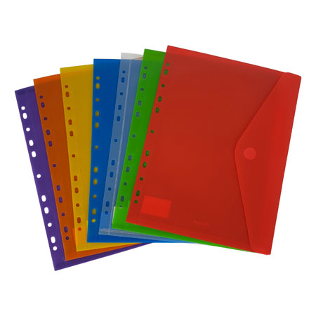 Bronyl Envelope - clear coloured plastic - velcro-fastener - A4 - universal perforation