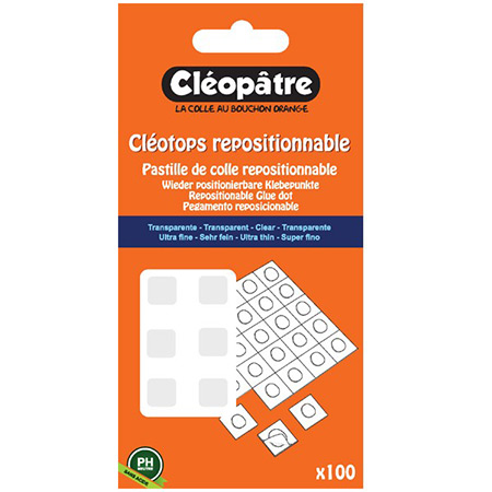 Cléopâtre Cléotops Repositionnable - paquet de 100 pastilles de colle rempositionnable - pH neutre