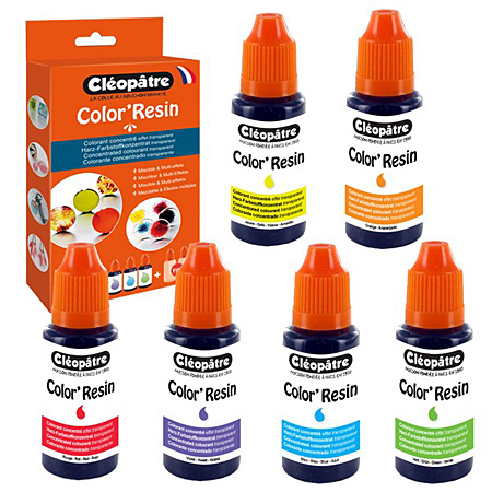 Cléopâtre Color'Resin - colorant pour résine - boite de 6 flacons 15g  assortis & 2 flacons vides - Schleiper - Catalogue online complet