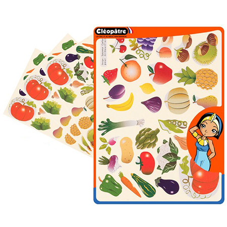 Cléopâtre 120 removable stickers - fruits & vegetables - 13 to 60mm