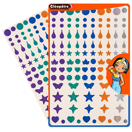 Cléopâtre 230 removable stickers - multi shapes - 5 holographic colours - 10 to 28mm