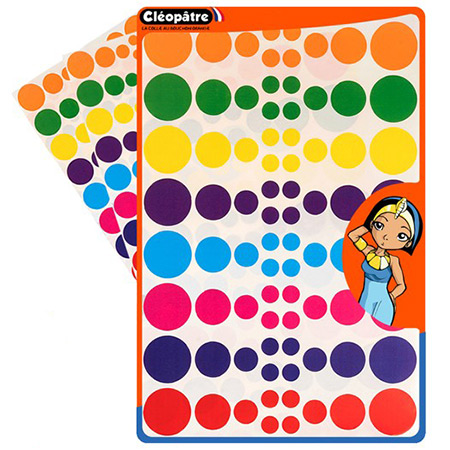 Cléopâtre 288 removable stickers - round - 8 colours - 13, 18, 26 & 34mm