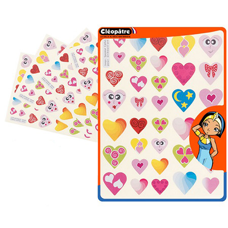 Cléopâtre 108 removable stickers - smiling harts - 14 to 28mm