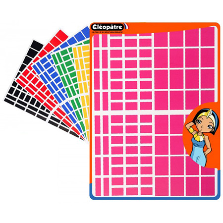 Cléopâtre 768 removable stickers - rectangles - 8 colours - 7 to 24mm