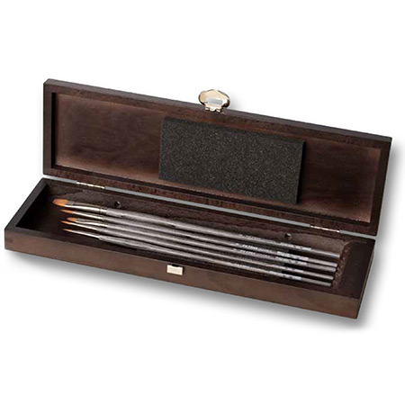 Da Vinci Colineo - coffret en bois - assortiment de 5 pinceaux pour huile & acrylique