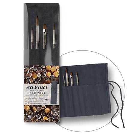 Da Vinci Colineo - set 4 de pinceaux aquarelle & 1 étui à enrouler