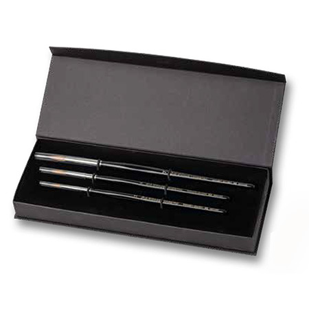 Da Vinci Maestro - coffret cadeau - set de 3 pinceaux aquarelle - martre kolinsky - forme ronde - manche court