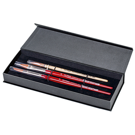 Da Vinci Spin - coffret cadeau - set de 3 pinceaux aquarelle - fibres synthétiques - formes assorties - manche court