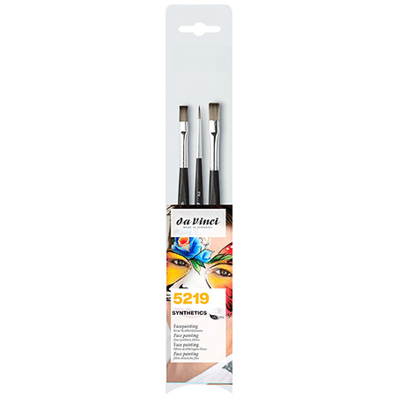 Da Vinci Synthetics Face Painting - set of 3 face painting brushes - synthetic fibres - assorted round & flat - short handle