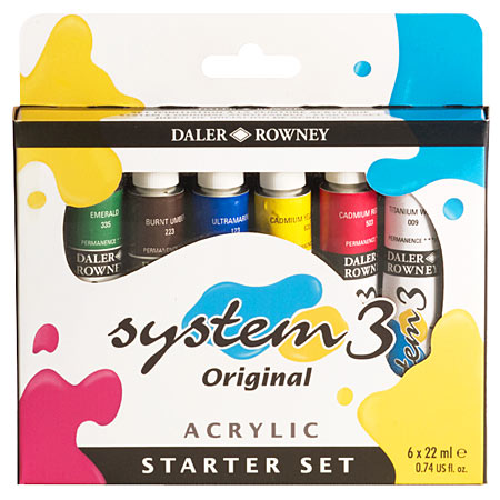 Daler-Rowney System 3 - assorted 22ml tubes of fine acrylic - Schleiper ...