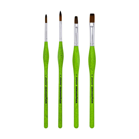 Eberhard Faber Green Winner - set van 4 penselen - synthetische vezels - ergonomische korte steel