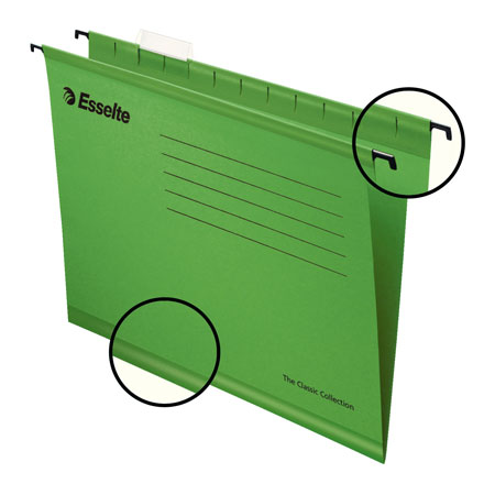 Esselte Pendaflex Plus - doos van 25 hangmappen - gerecycled karton - ophangmaat 330mm - V-bodem - groen