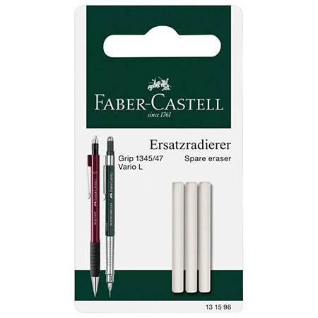 Faber Castell Pakje van 3 vervanggommen voor vulpotlood TK-Fine Vario L & Grip