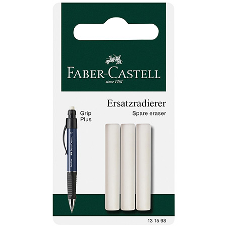 Faber Castell Pakje van 3 vervanggommen voor vulpotlood Grip Plus