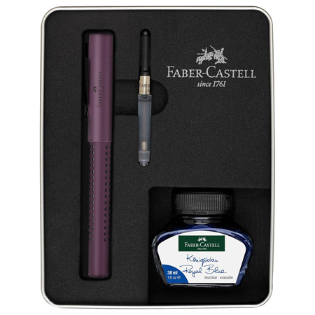 Faber Castell Grip 2011 - kartonnen doos - vulpen, converter & inkt fles 30ml - berry editie