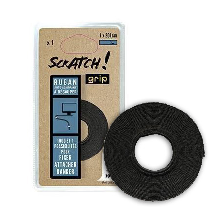 ScratchGrip klittenband - 1cmx2m - zwart