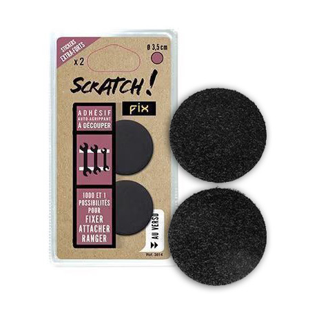 ScratchFix - 2 self-adhesive velcro chips - extra strong - 35mm - black