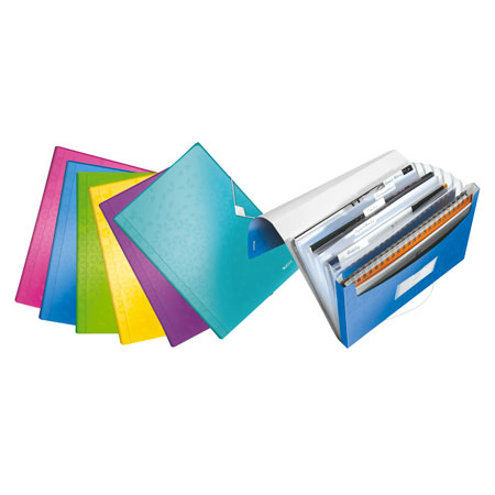 Leitz Wow - plastic expandable file - A4 - 6 compartments - rubber band fastening