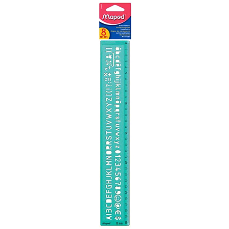 Maped Plastic lettersjabloon - recht schrift in klein-& hoofdletters - letterhoogte 8mm - 30cm