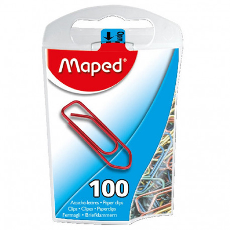 Maped Doos van 100 papierklemmen in gekleurd staal - 25mm