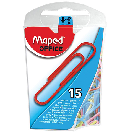 Maped Box of 15 paper clips in plastic coated steel - 50mm