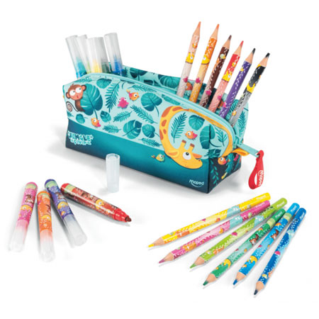 Maped Jungle Fever - trousse remplie - 12 feutres et 12 crayons