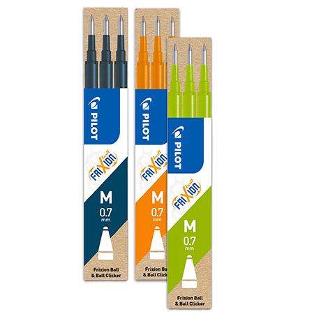 Pilot FriXion BLS-FR7 - set de 3 recharges rollerball - pointe moyenne (0,7mm)