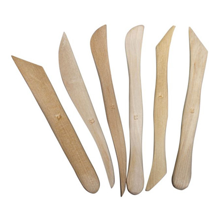 Rayher Set of modelling tools in natural wood - 6 pieces - 12 different tips - 15cm