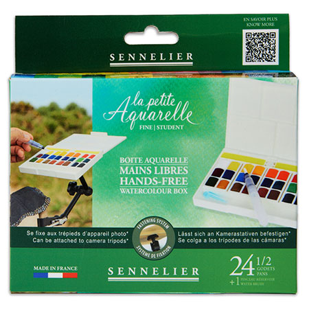 Sennelier La Petite Aquarelle - fine watercolour - plastic box with tripod fastening system - assorted half pans