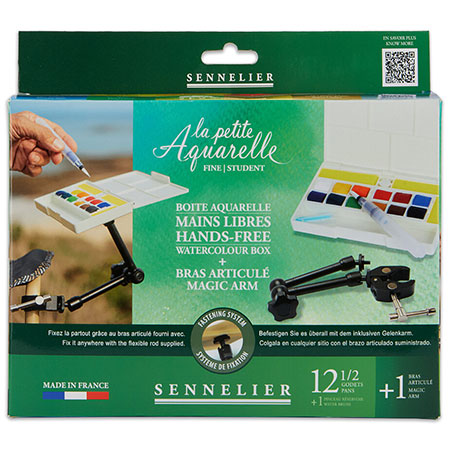 Sennelier La Petite Aquarelle - fine watercolour - hands-free box + magic arm - 12 half pans