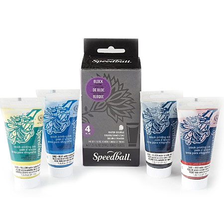 Speedball 4 assorted 37ml tubes of water-soluble block printing ink