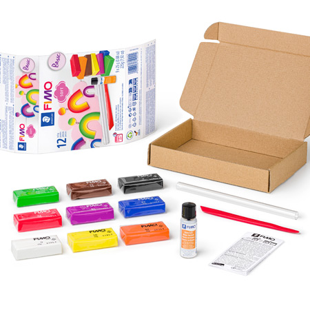 Staedtler Fimo Soft - set of coloured polymer clay to bake & accessories - 9x25g