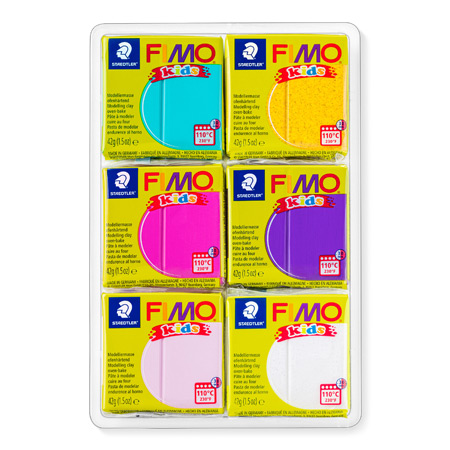 Staedtler Fimo Kids - set of coloured polymer clay to bake - 6x42g