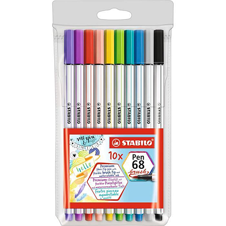 Stabilo Pen 68 Brush etui - assortiment van markers - Schleiper - e-shop express