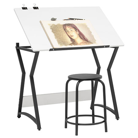 Studio Designs Sketcher - table à dessin avec tabouret - surface de travail 90x60cm - inclinable