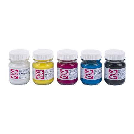 Talens Set de Designer gouache extra-fine - étui en carton - assortiment de 5 flacons 50ml