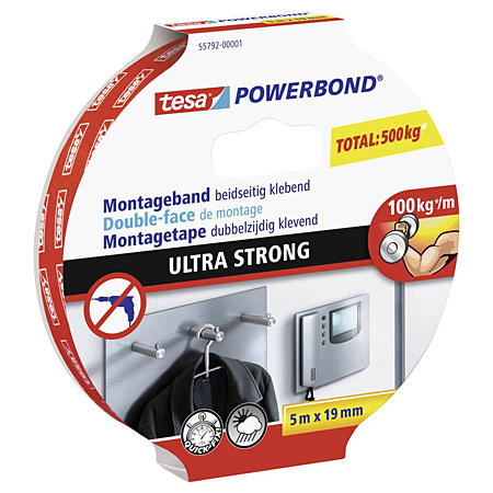 Tesa Powerbond Ultra Strong - ruban adhésif double-face de fixation - extra- fort - rouleau 19mmx5m - Schleiper - Catalogue online complet